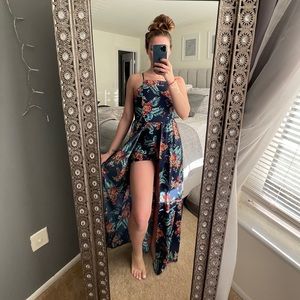 Floral Tropical Romper Dress
